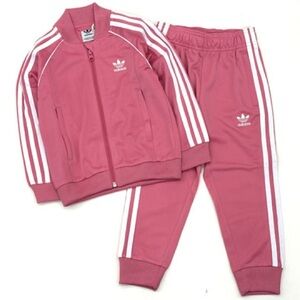 Adidas Toddler Pink and White Tracksuit-2T